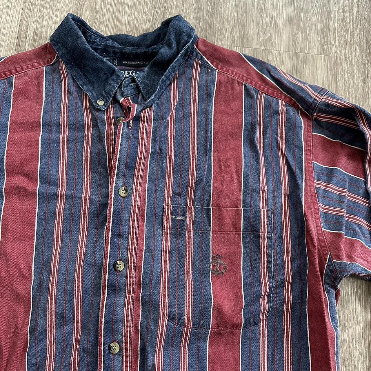 Vintage Regatta Men's Blue & Red Pinstripe Collared Button Down
