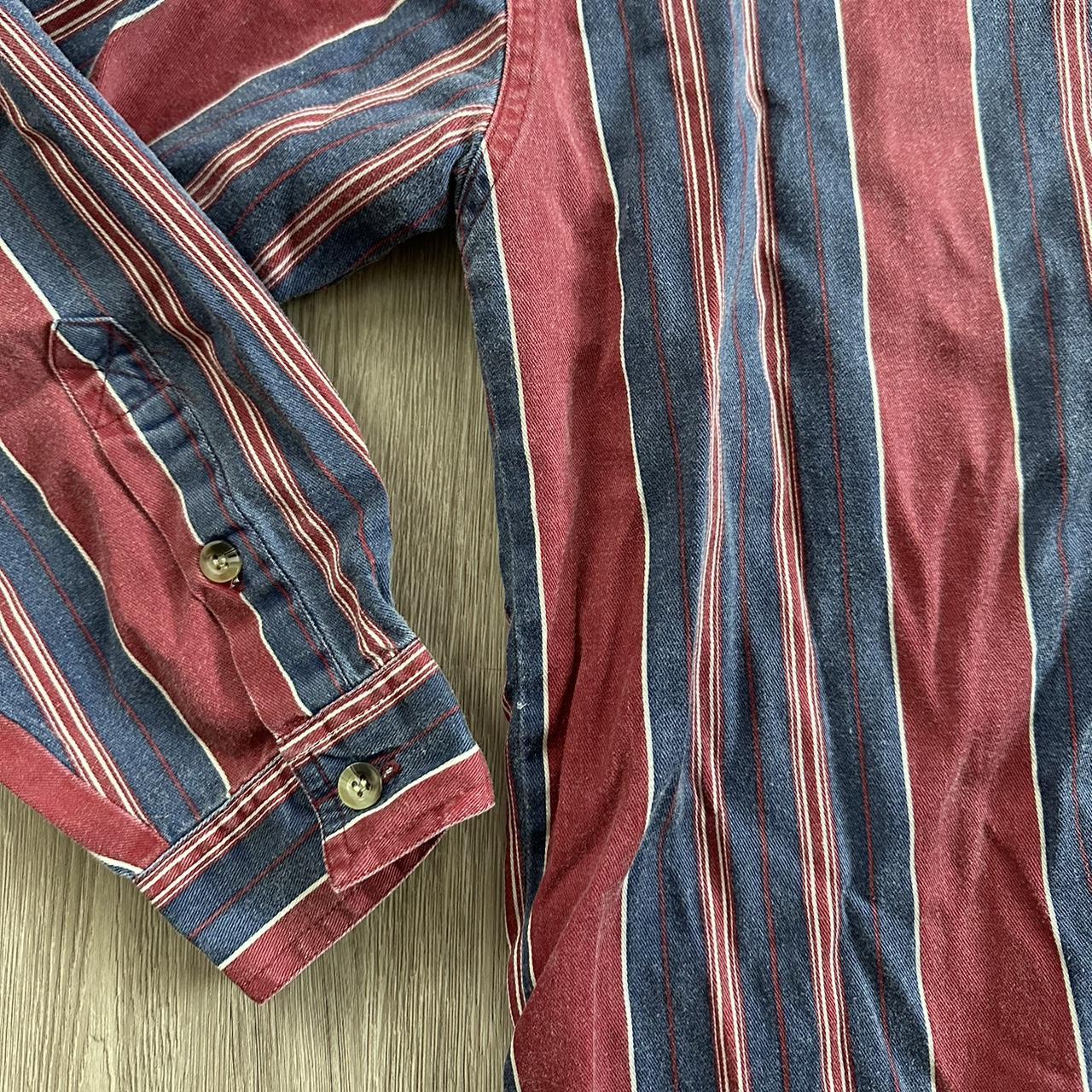 Vintage Regatta Men's Blue & Red Pinstripe Collared Button Down