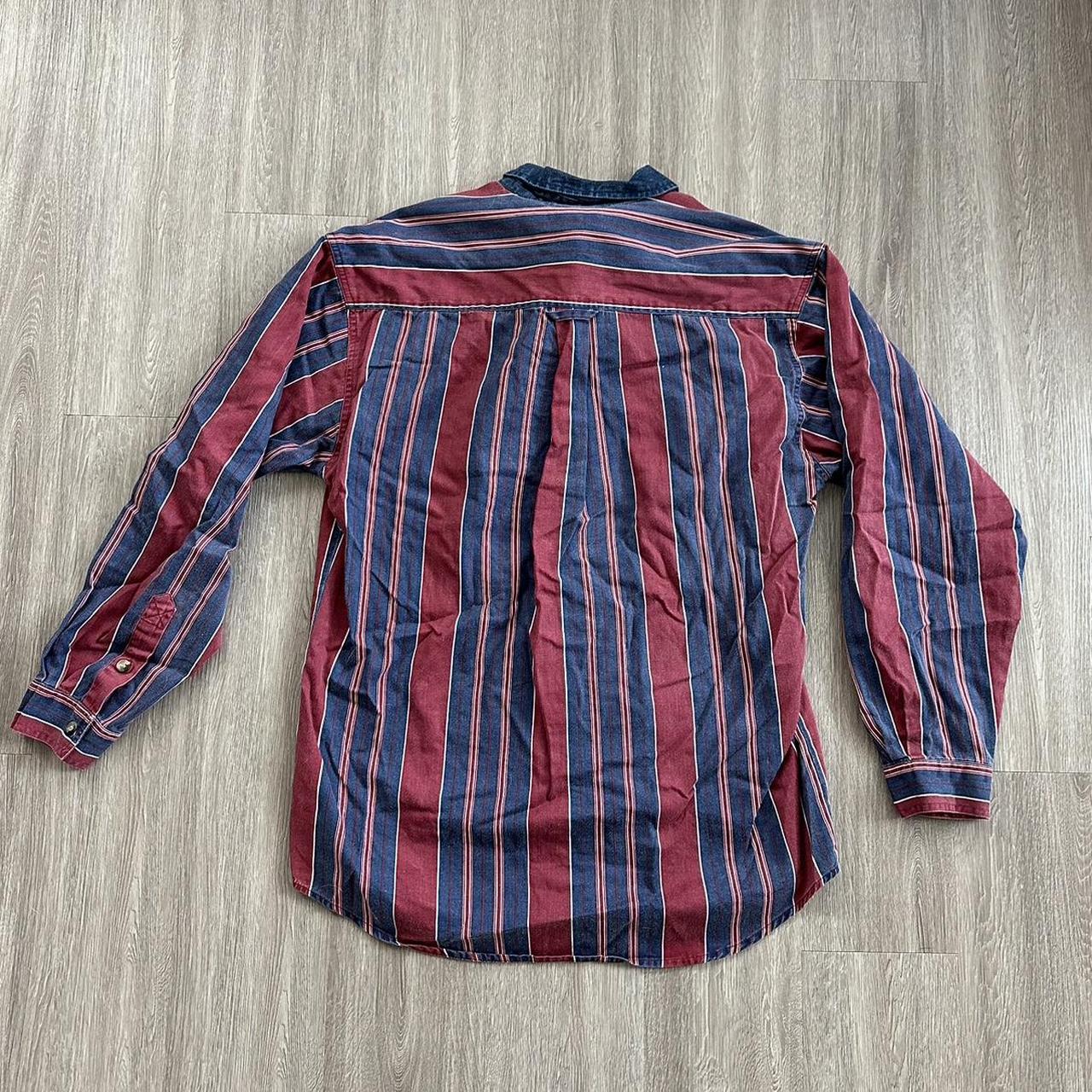 Vintage Regatta Men's Blue & Red Pinstripe Collared Button Down