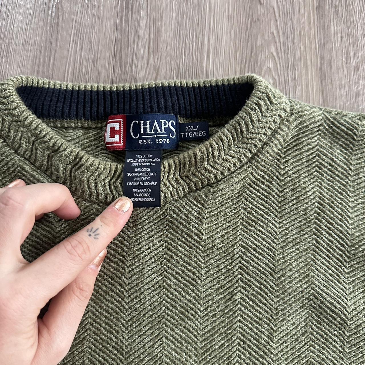 Champs Olive Green Herringbone 100% Cotton Sweater