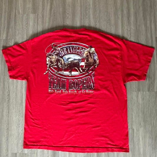 Vintage Wrangler Men's Team Roper Red Graphic T-Shirt