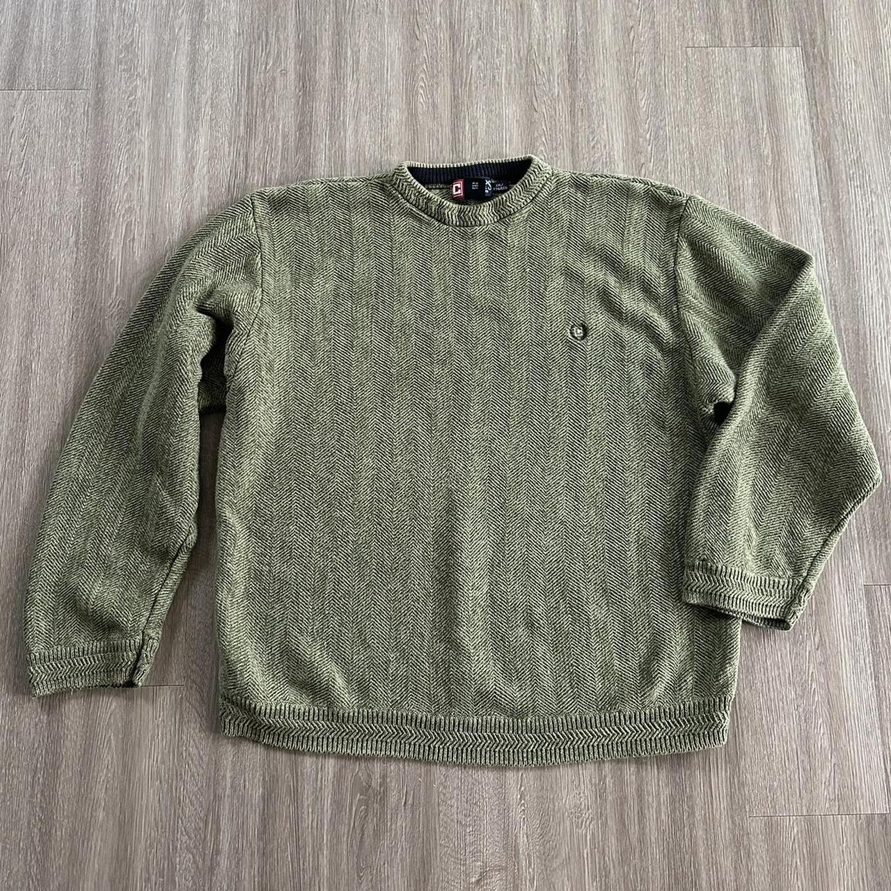 Champs Olive Green Herringbone 100% Cotton Sweater